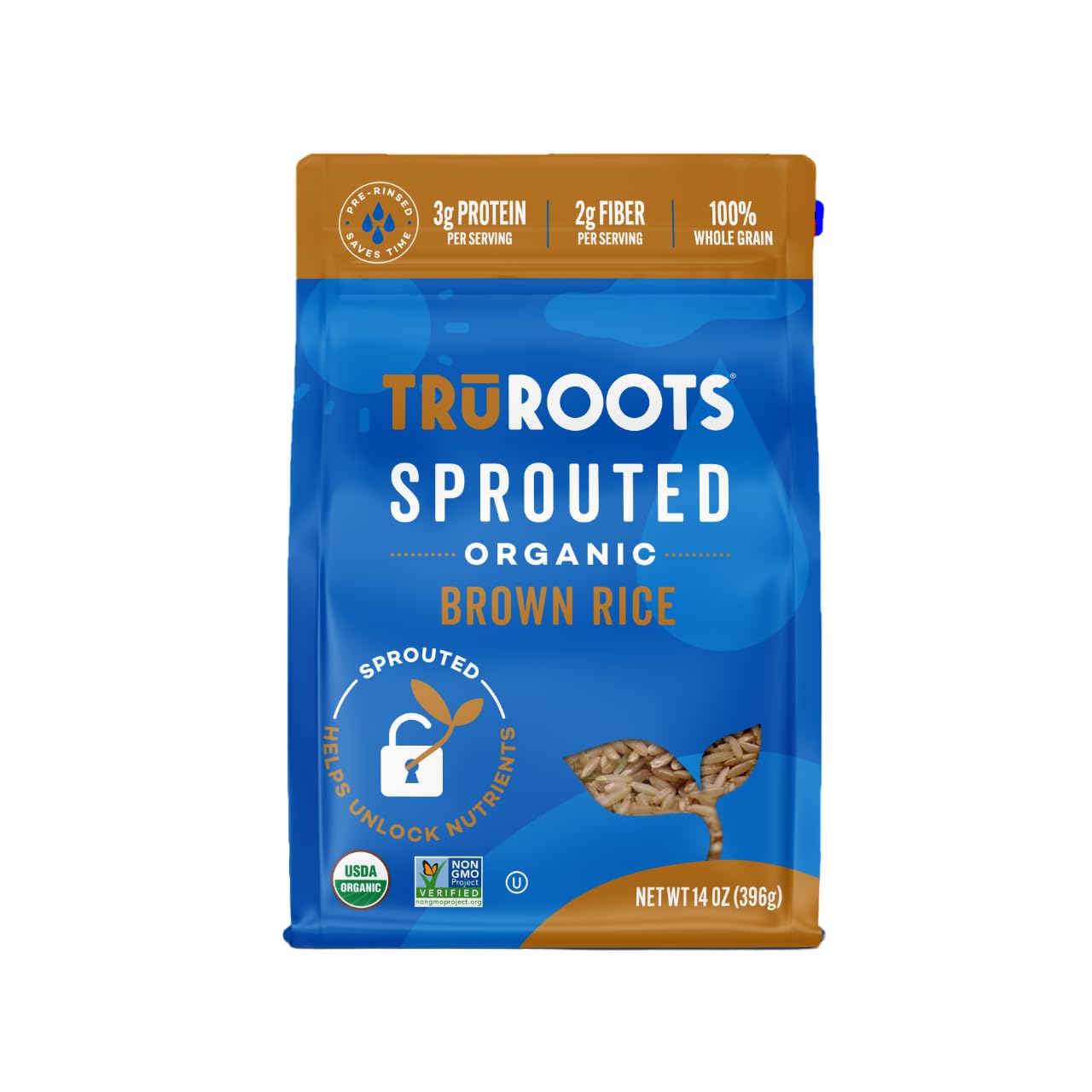TruRoots Organic Germinated Brown Rice, 14 Ounces, Certified USDA Organic