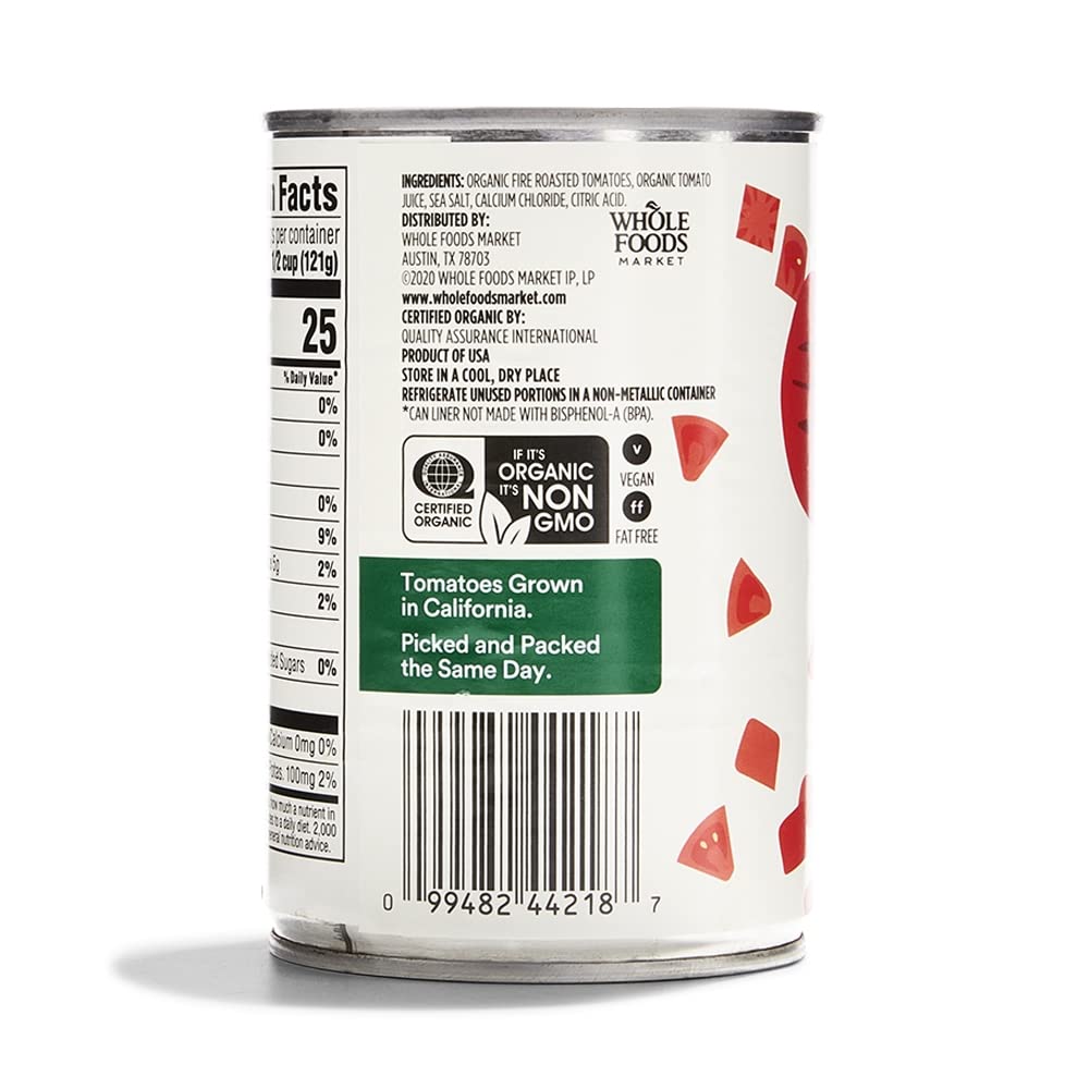 Foods Market, Organic Diced Fire Roasted Tomatoes, 14.5 Ounce