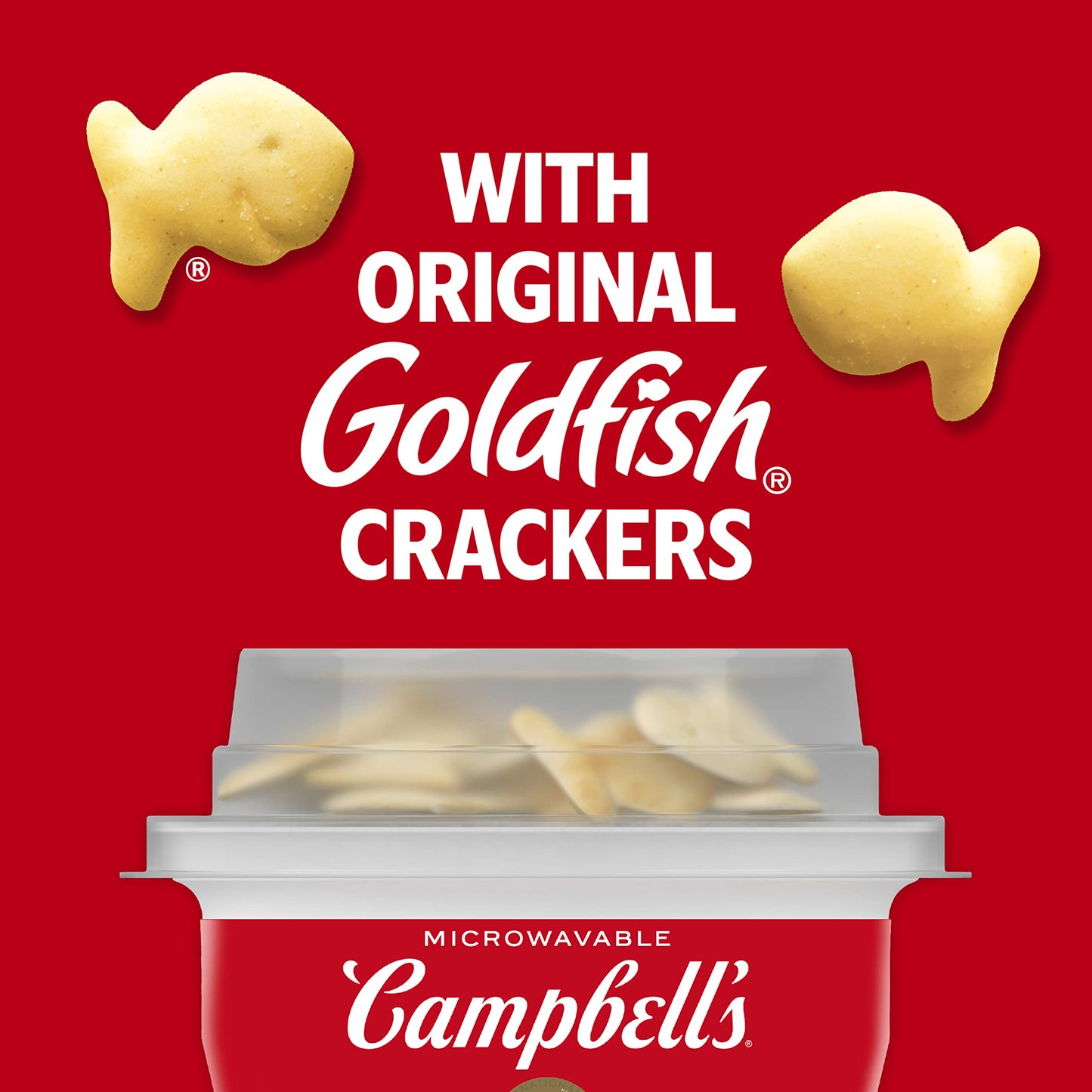 Campbell's Double Noodle Soup with Original Goldfish Crackers, 7.35 Oz Microwavable Bowl