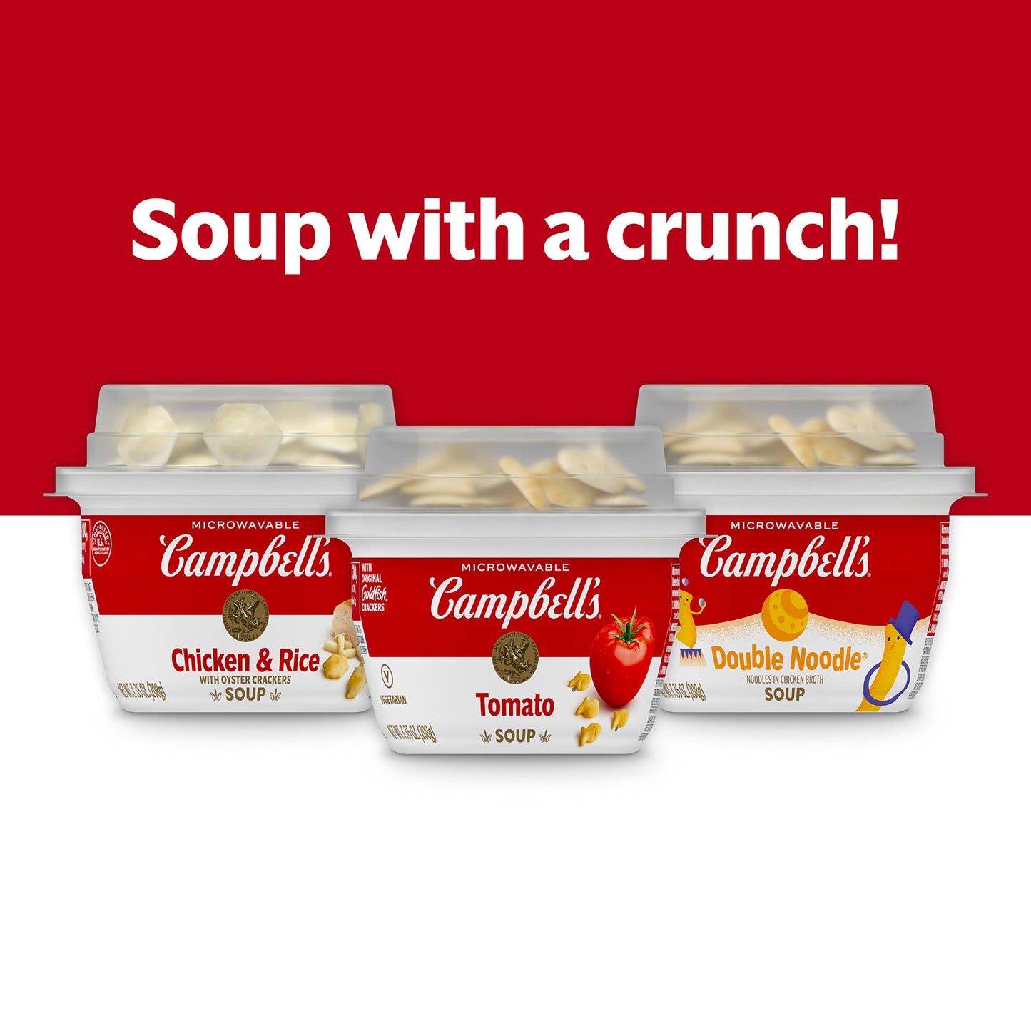 Campbell's Double Noodle Soup with Original Goldfish Crackers, 7.35 Oz Microwavable Bowl