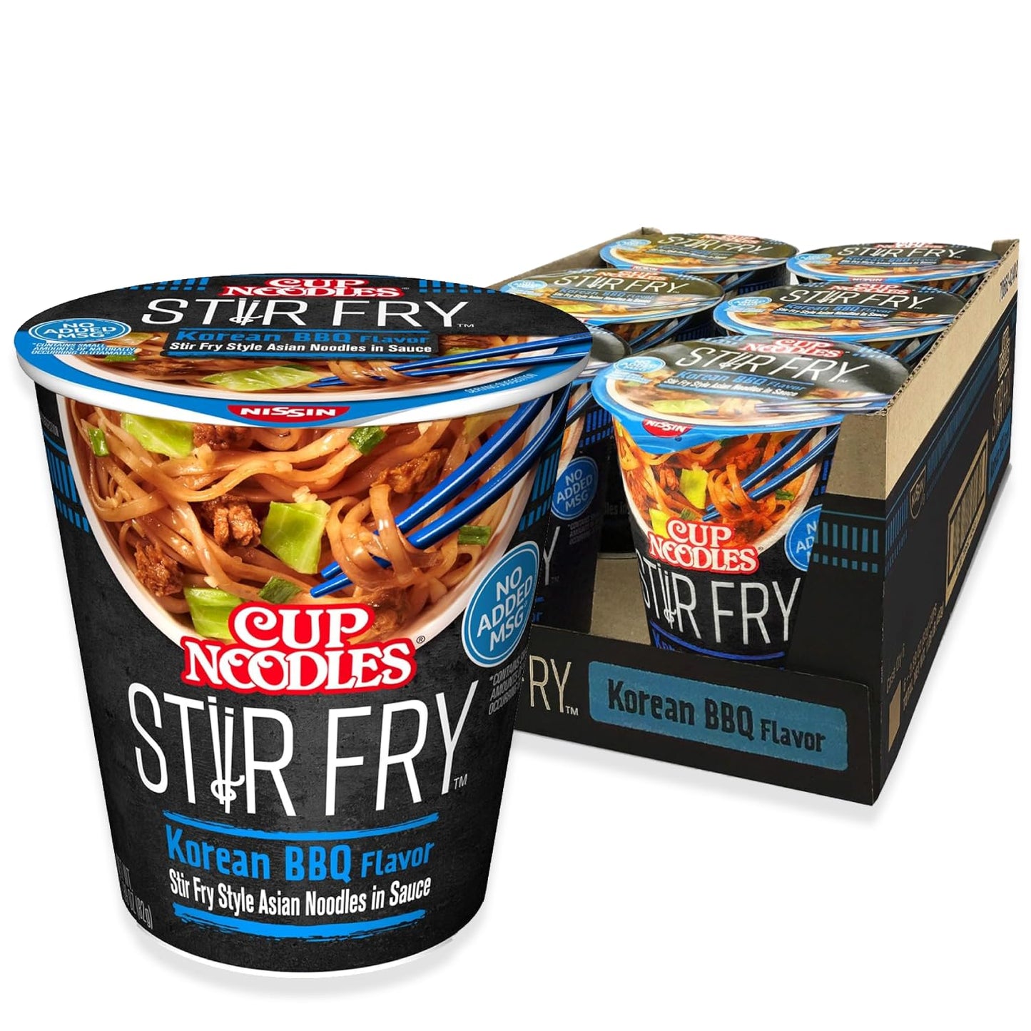 Cup Noodles Stir Fry Noodles in Sauce, Korean BBQ, 2.89 Ounce (Pack of 6)