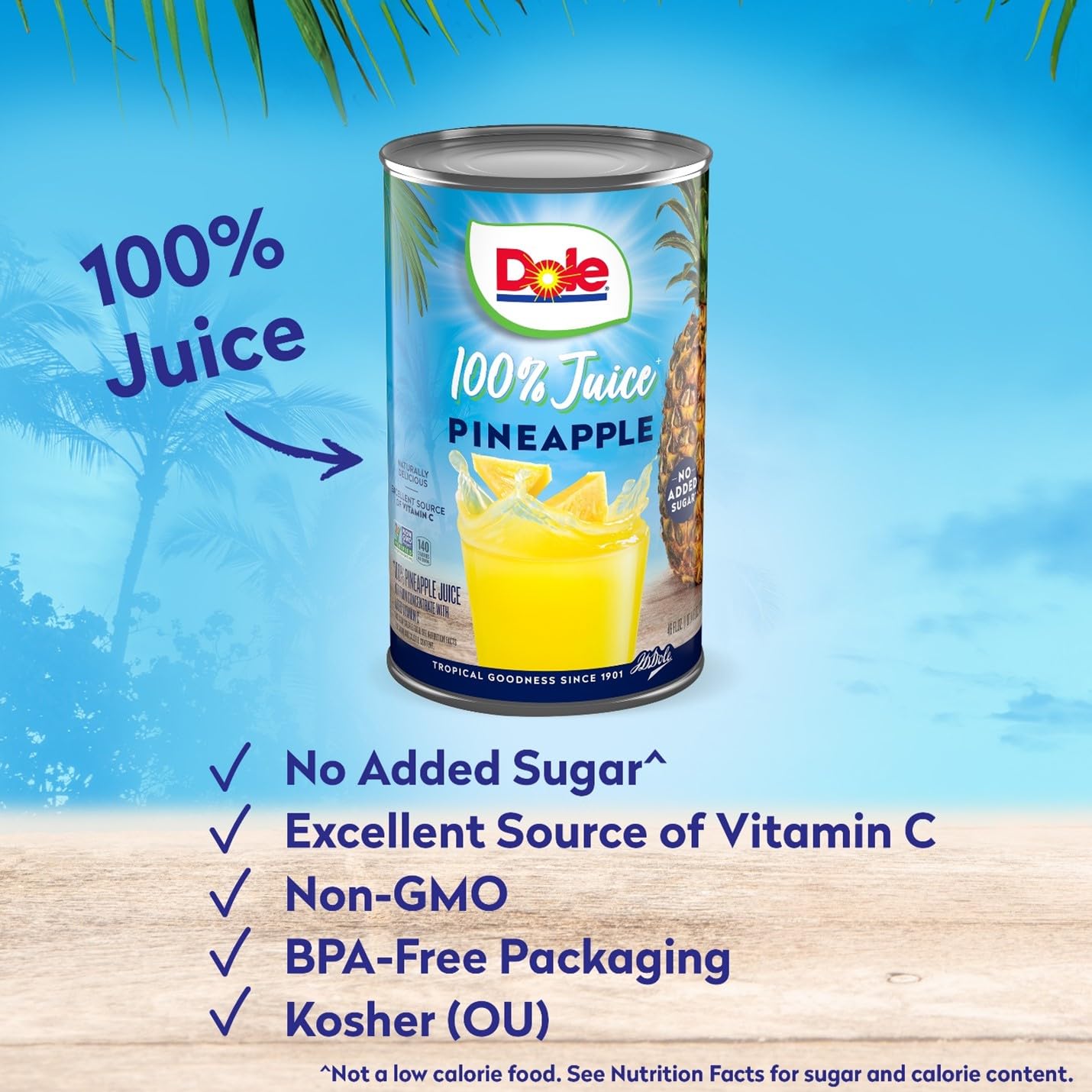 Dole 100% Juice, Pineapple, 46 Ounce Cans (Pack of 6)