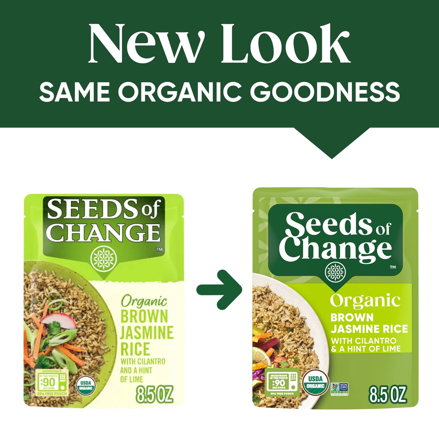 SEEDS OF CHANGE Organic Brown Jasmine Rice with Cilantro Lime, Organic Food, 8.5 OZ Pouch