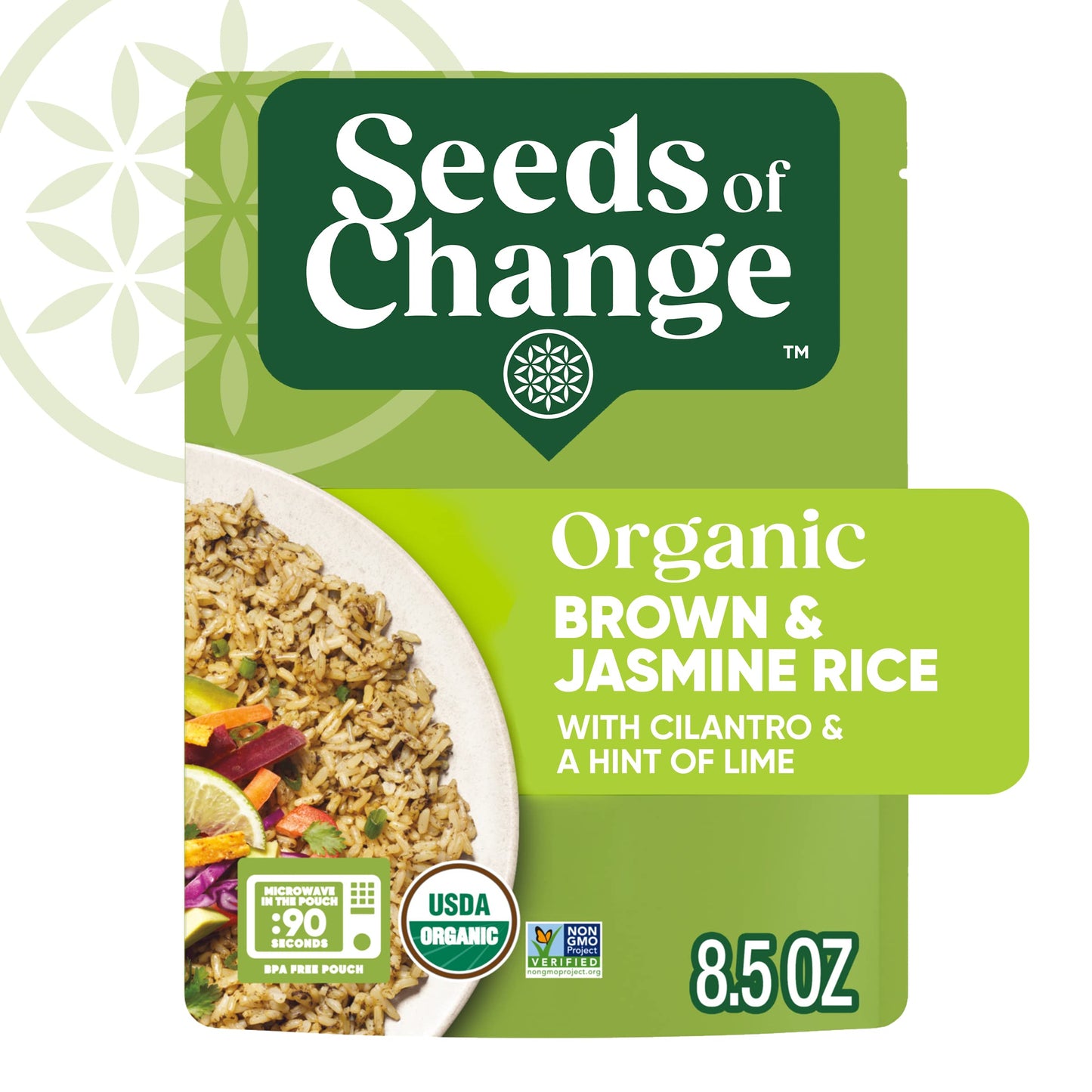 SEEDS OF CHANGE Organic Brown Jasmine Rice with Cilantro Lime, Organic Food, 8.5 OZ Pouch