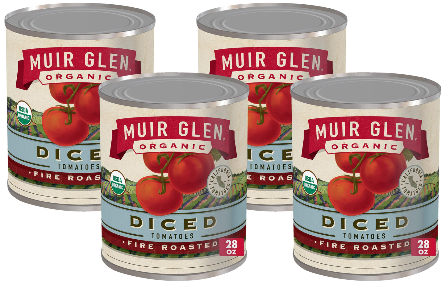 Muir Glen Organic Diced Fire Roasted Canned Tomatoes, 28 oz. (Pack of 4)