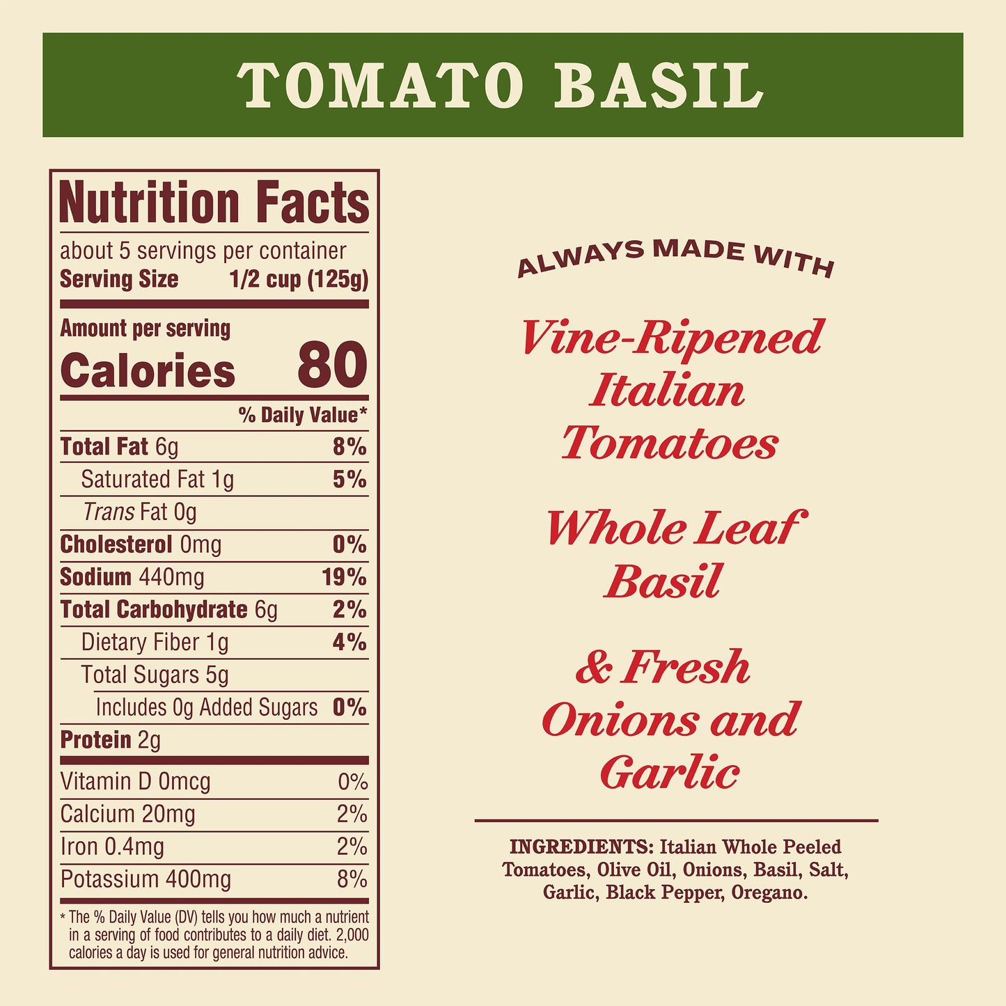 Rao's Homemade Tomato Sauce, Tomato Basil, 24 oz, Versatile Pasta Sauce