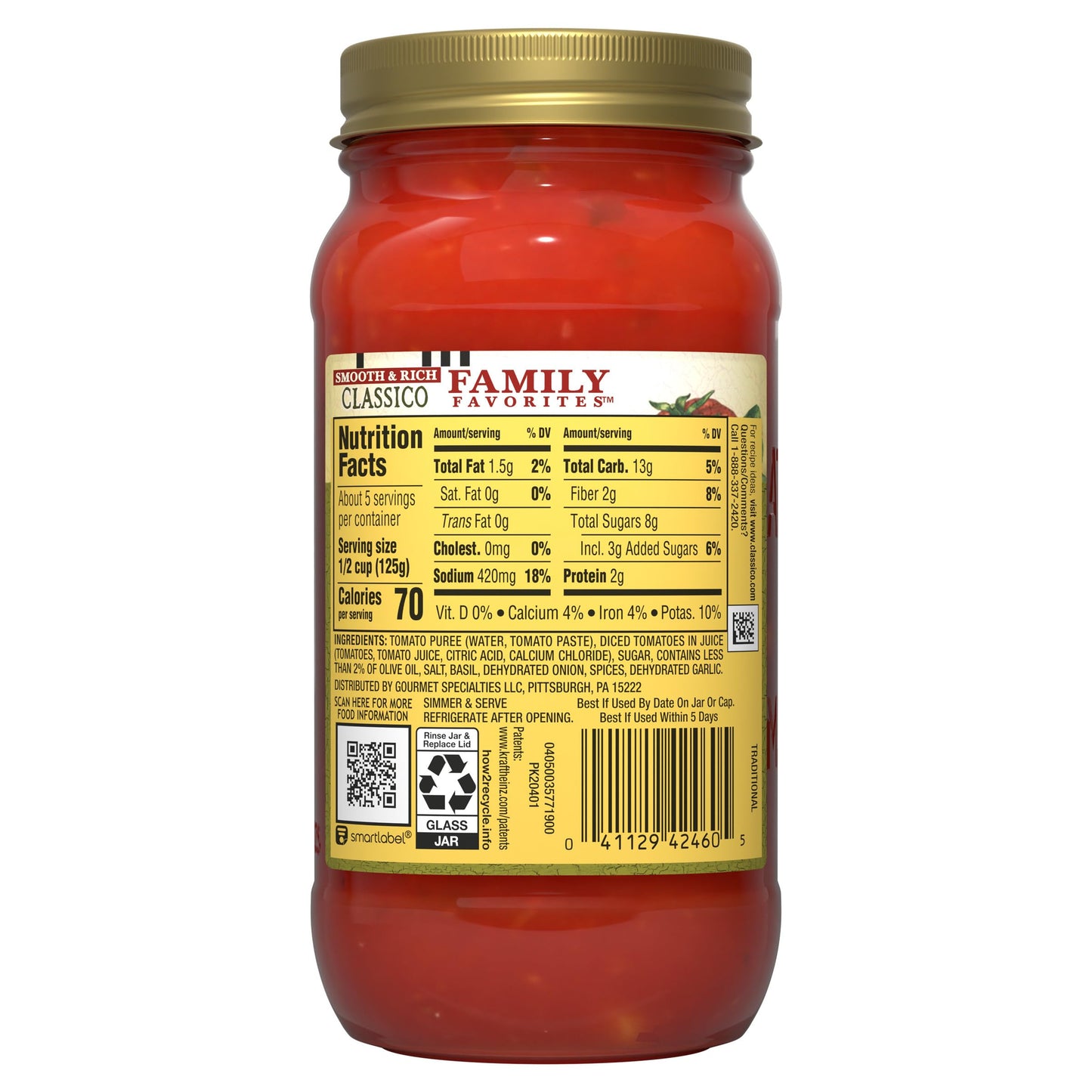 Classico Family Favorites Traditional Pasta Sauce (24 oz Jar)