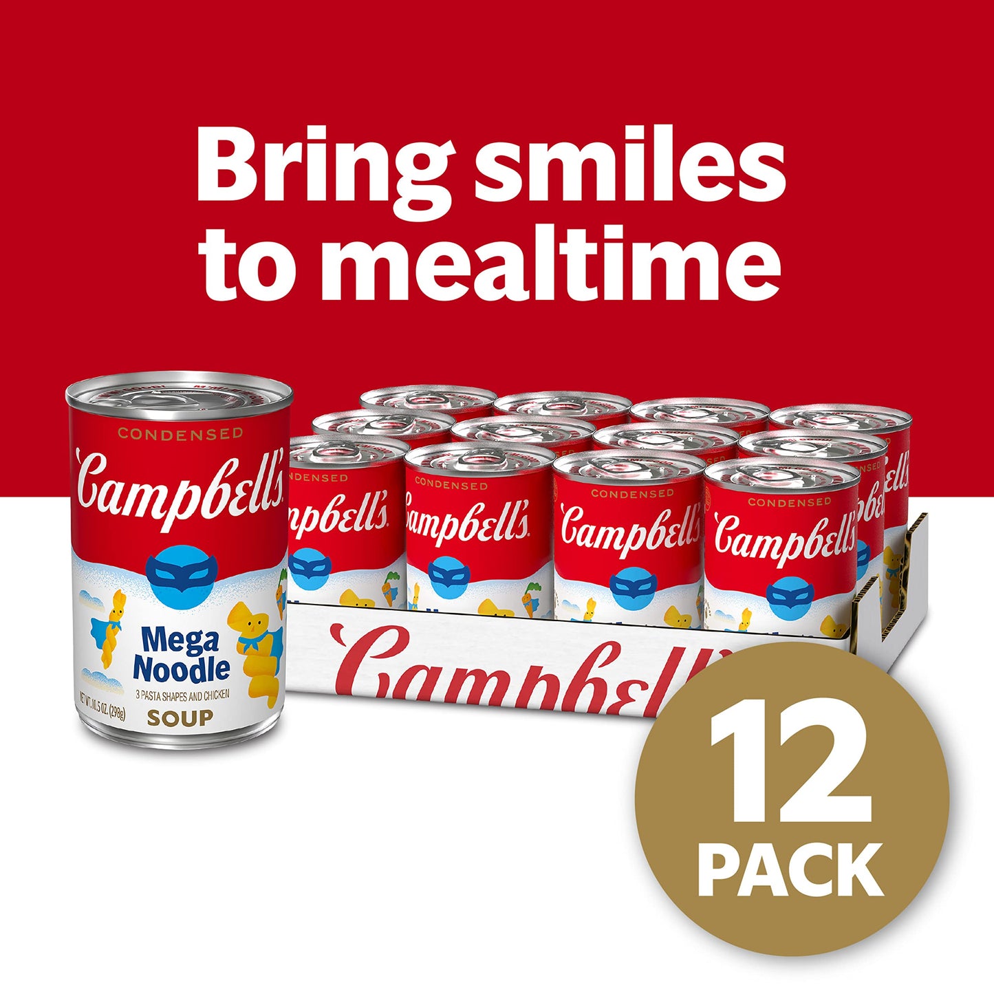 Campbell's Condensed Kids Soup, Mega Noodle Soup, 10.5 Ounce Can (Pack of 12)