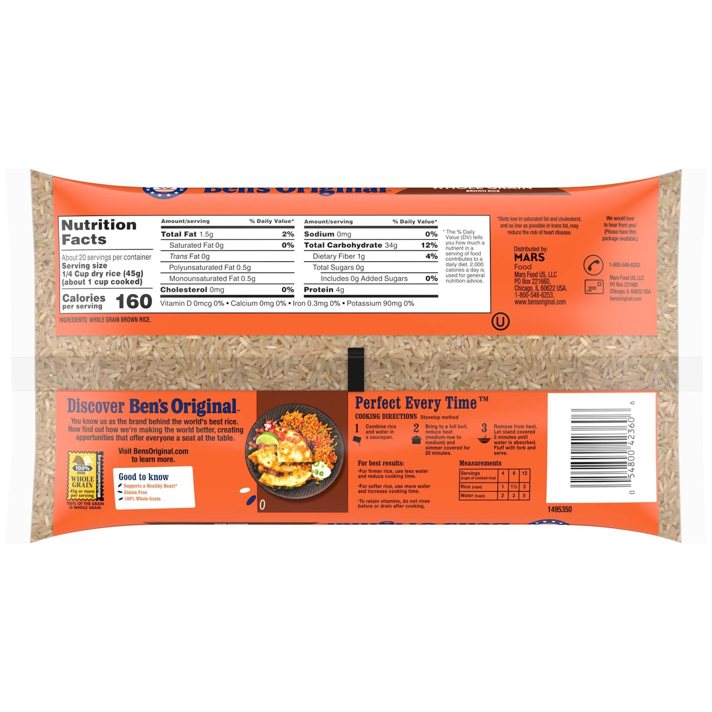 BEN'S ORIGINAL Whole Grain Brown Rice, 2 lb Bag