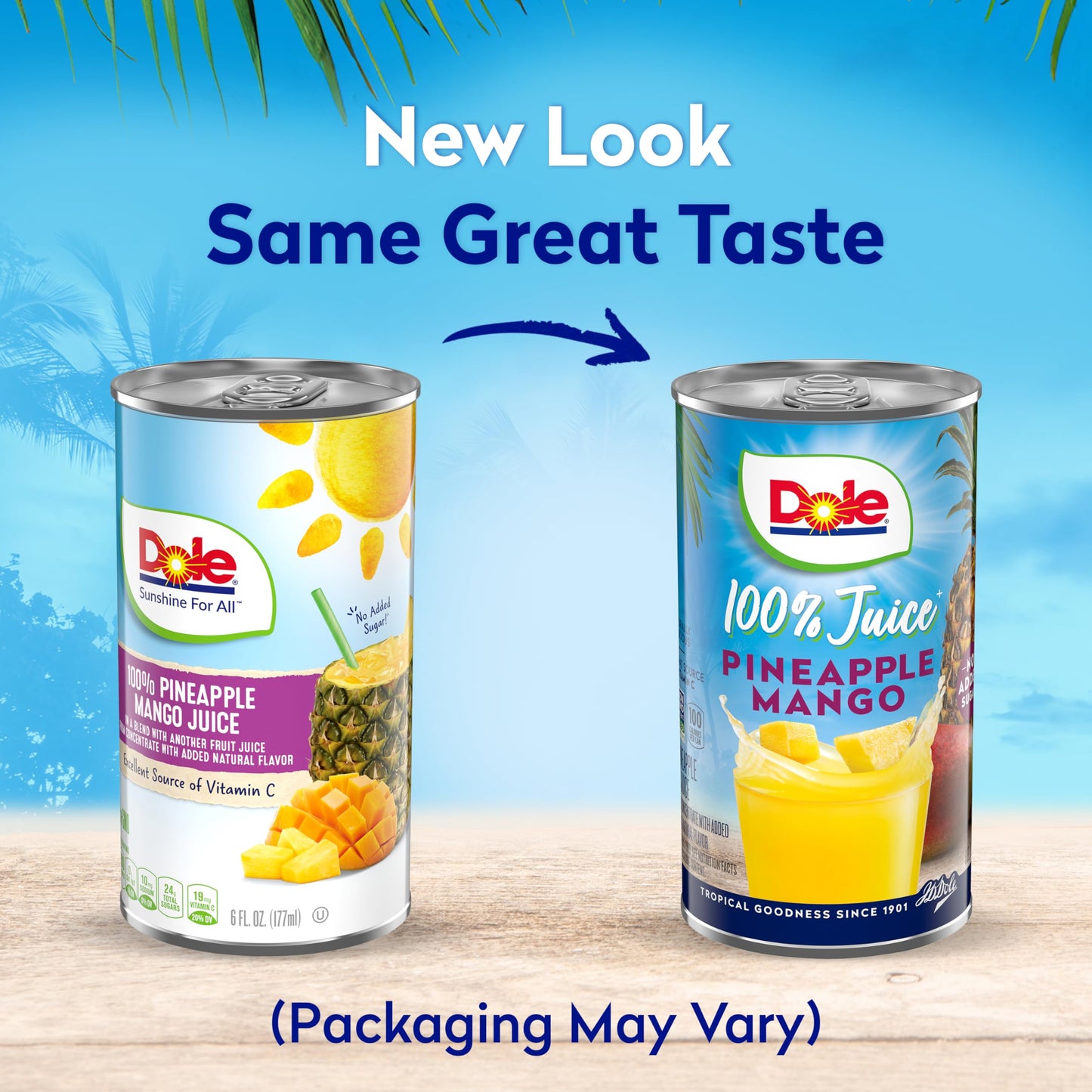 Dole 100% Pineapple Mango Juice, Excellent Source of Vitamin C, 6 Fl Oz (Pack of 6), 48 Total Cans