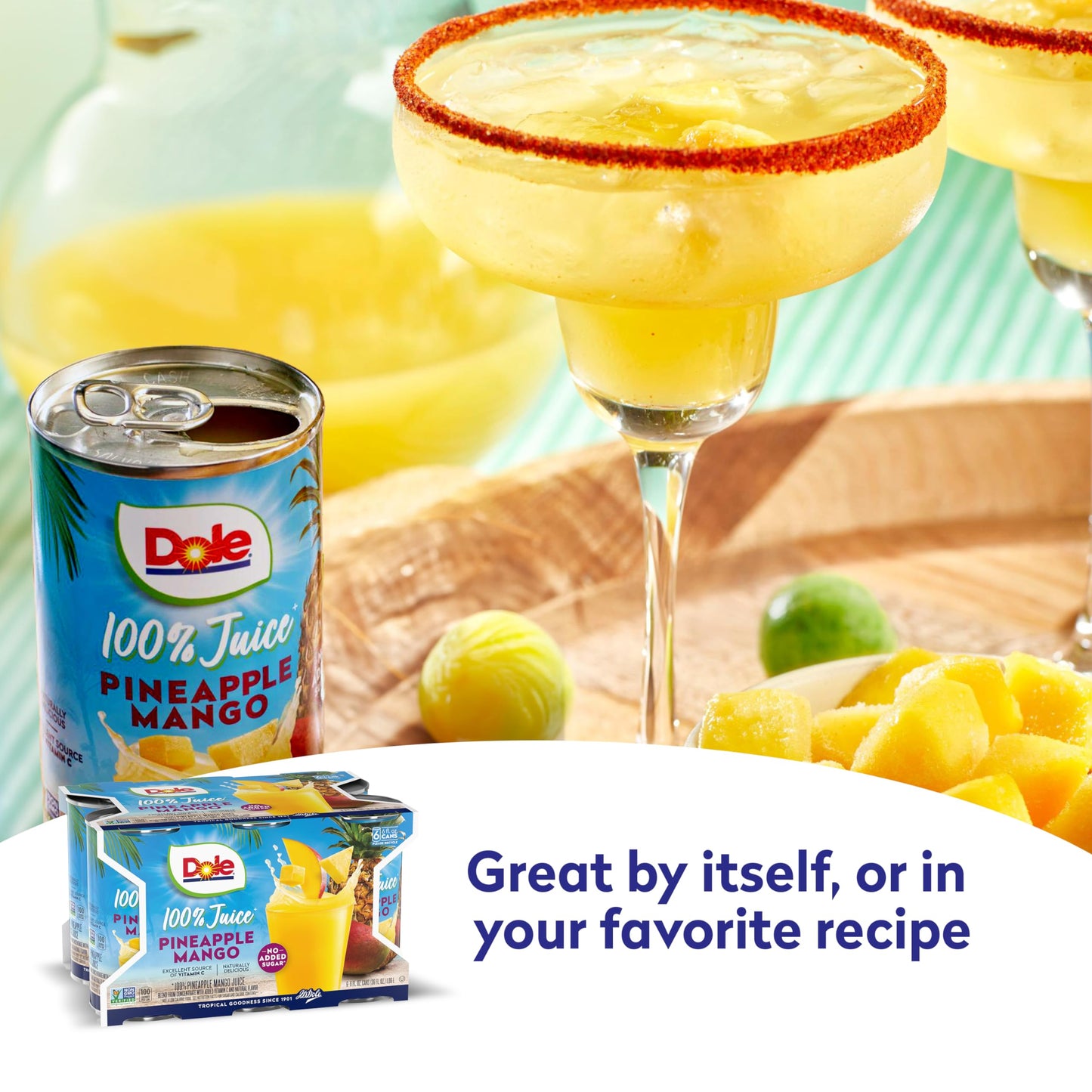 Dole 100% Pineapple Mango Juice, Excellent Source of Vitamin C, 6 Fl Oz (Pack of 6), 48 Total Cans