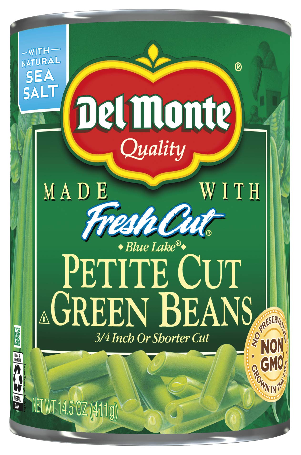 DEL MONTE BLUE LAKE Petite Cut Green Beans, Canned Vegetables, 14.5 oz Can