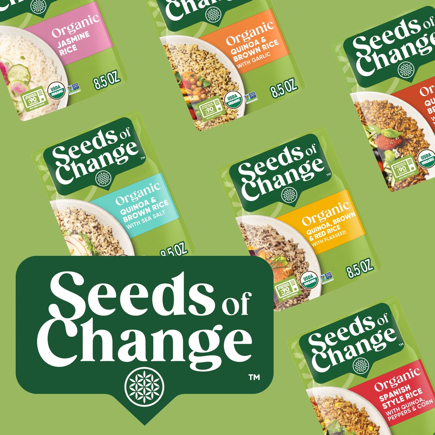 SEEDS OF CHANGE Organic Brown Jasmine Rice with Cilantro Lime, Organic Food, 8.5 OZ Pouch