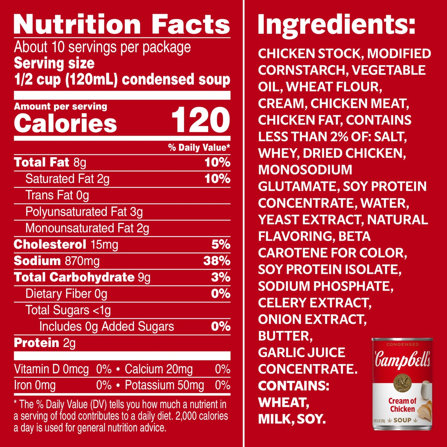 Campbell's Condensed Cream of Chicken Soup, 10.5 Ounce Can (Pack of 4)