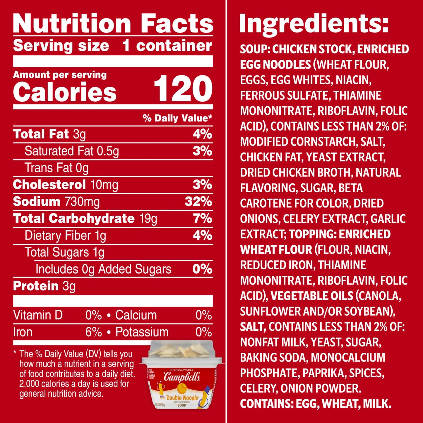 Campbell's Double Noodle Soup with Original Goldfish Crackers, 7.35 Oz Microwavable Bowl
