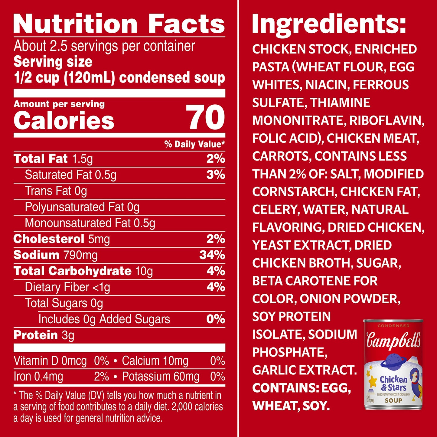 Campbell's Condensed Kids Soup, Chicken & Stars Soup, 10.5 Ounce Can