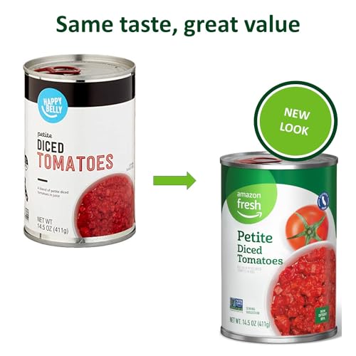 Amazon Fresh, Petite Diced Canned Tomatoes, 14.5 Oz (Previously Happy Belly, Packaging May Vary) (Pack of 4)