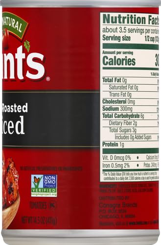 Hunt's Fire Roasted Diced Tomatoes, Keto Friendly, 14.5 oz (Pack of 6)