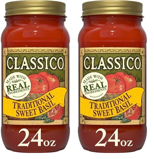 Classico Traditional Sweet Basil Tomato Spaghetti Pasta Sauce (24 Oz Jar) (Pack of 2)