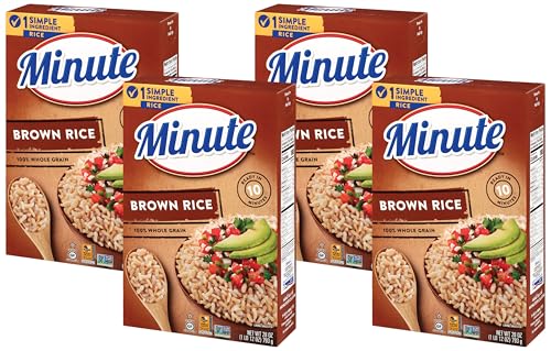 Minute Brown Rice, Instant Brown Rice for Quick Meals, 28-Ounce Box (Pack of 4)