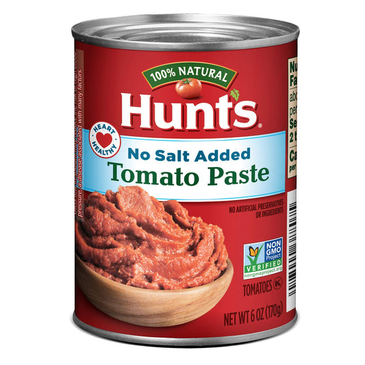 Hunt's Tomato Paste No Salt Added, Keto Friendly, 6 oz (Pack of 6)