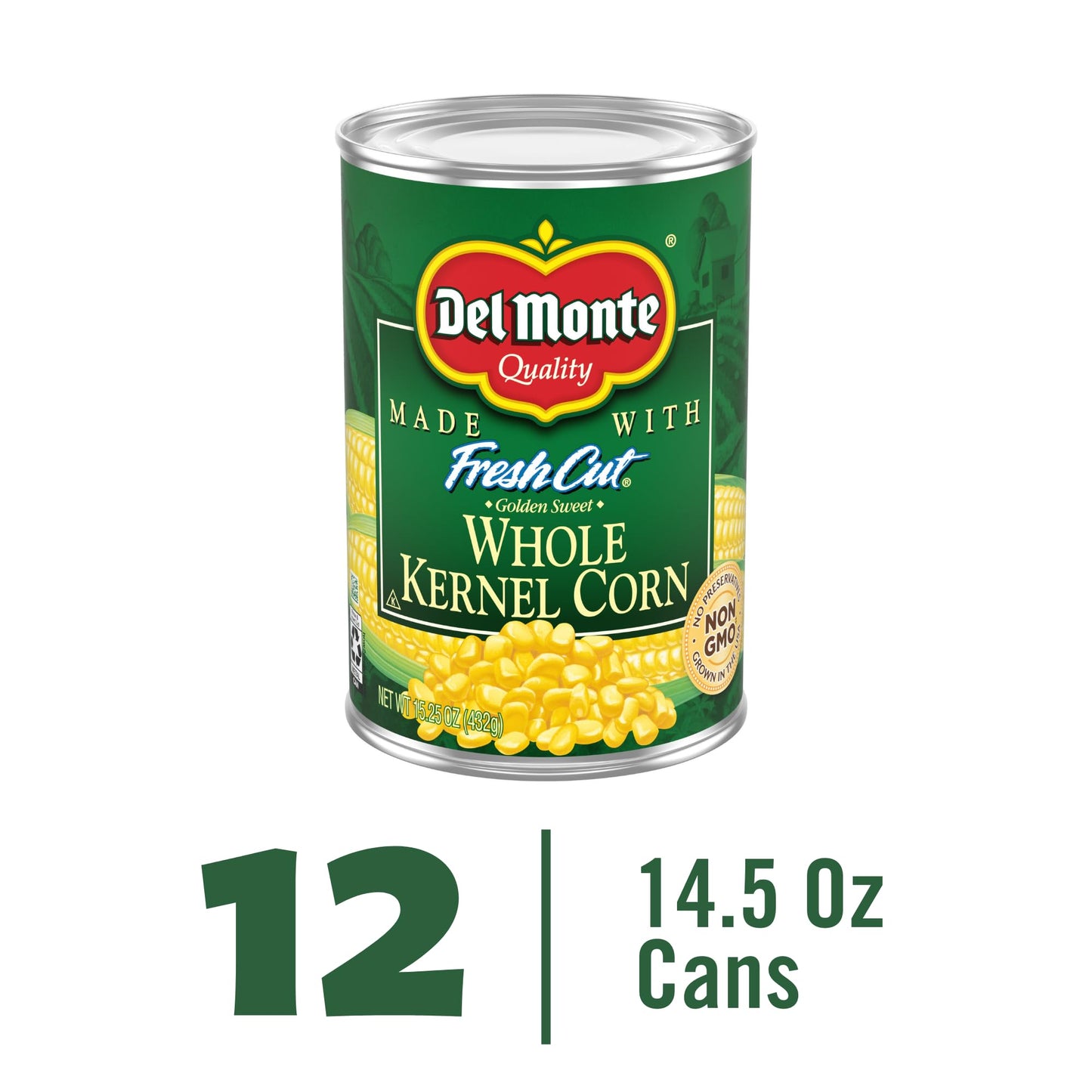 Del Monte Canned Fresh Cut Whole Golden Sweet Kernel Corn, 15.25 Ounce (Pack of 12)