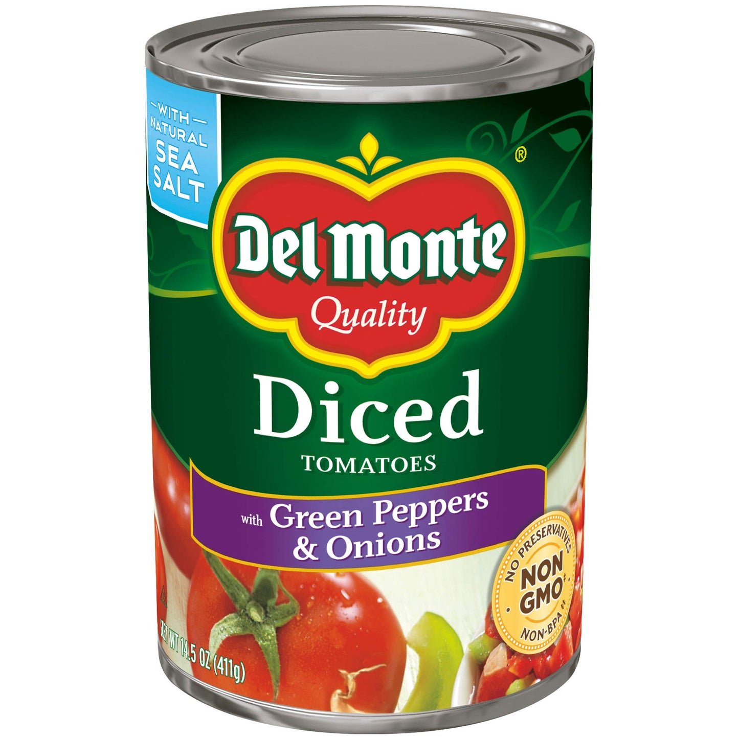 Del Monte Canned Diced Tomatoes with Green Peppers and Onions, 14.5 Ounce (Pack of 12)