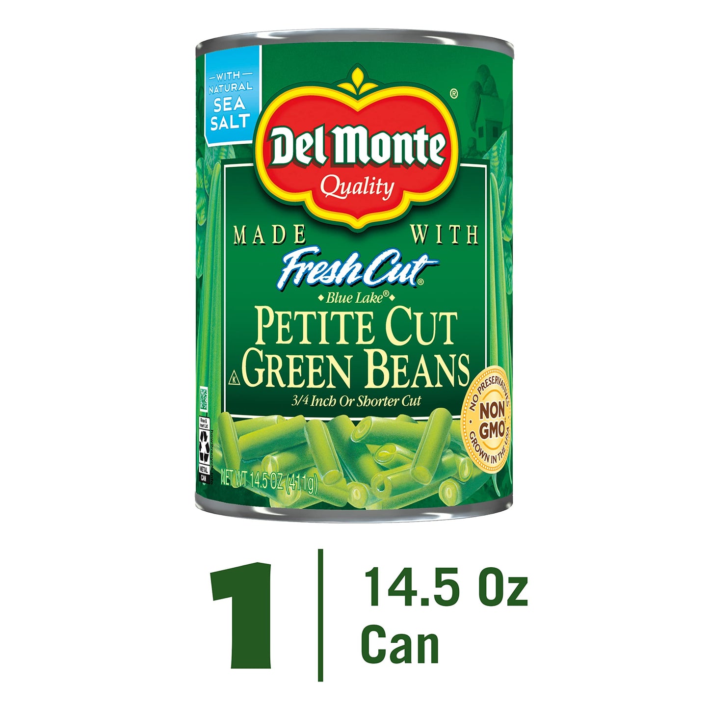 DEL MONTE BLUE LAKE Petite Cut Green Beans, Canned Vegetables, 14.5 oz Can