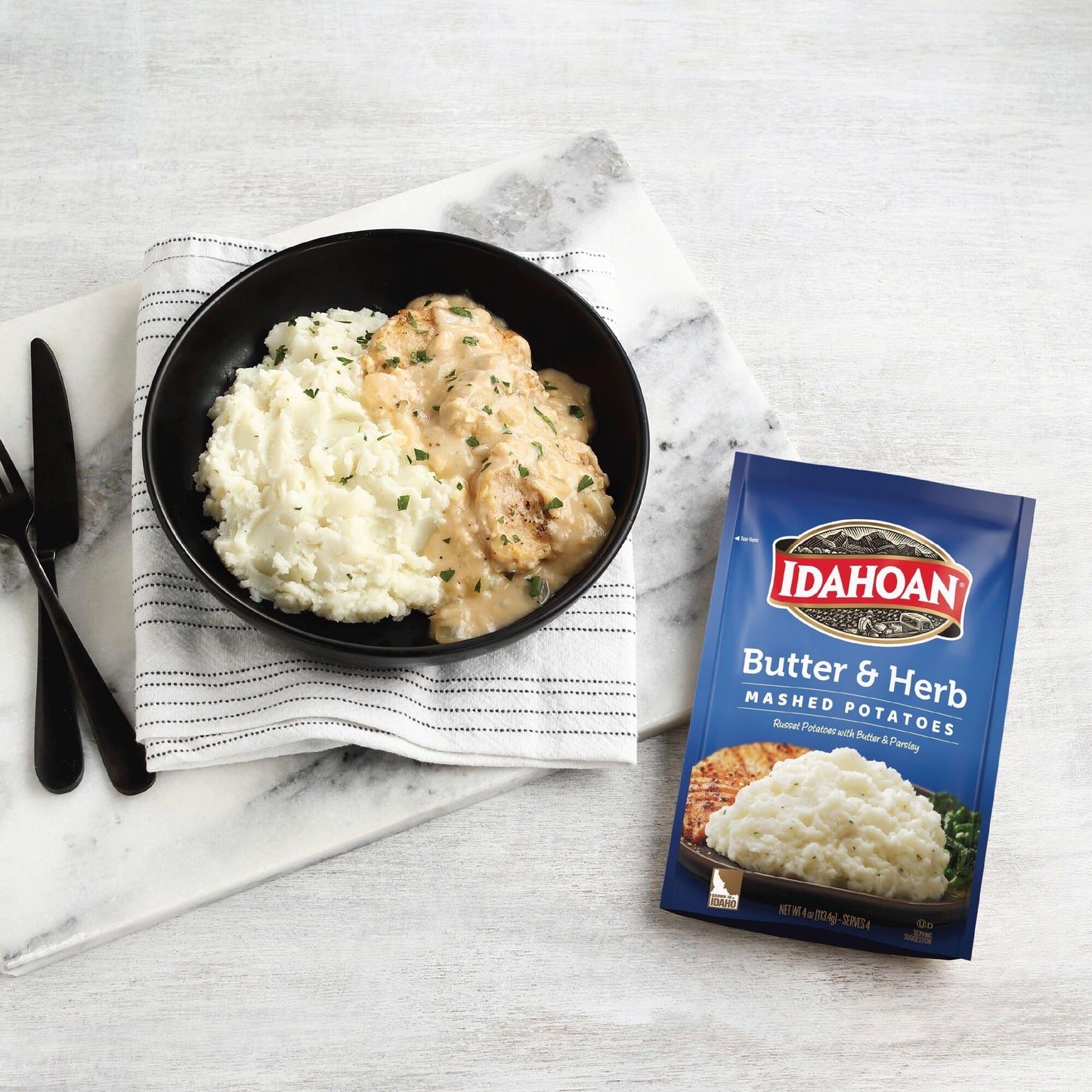 Idahoan Mashed Potatoes, Butter & Herb, 4 oz