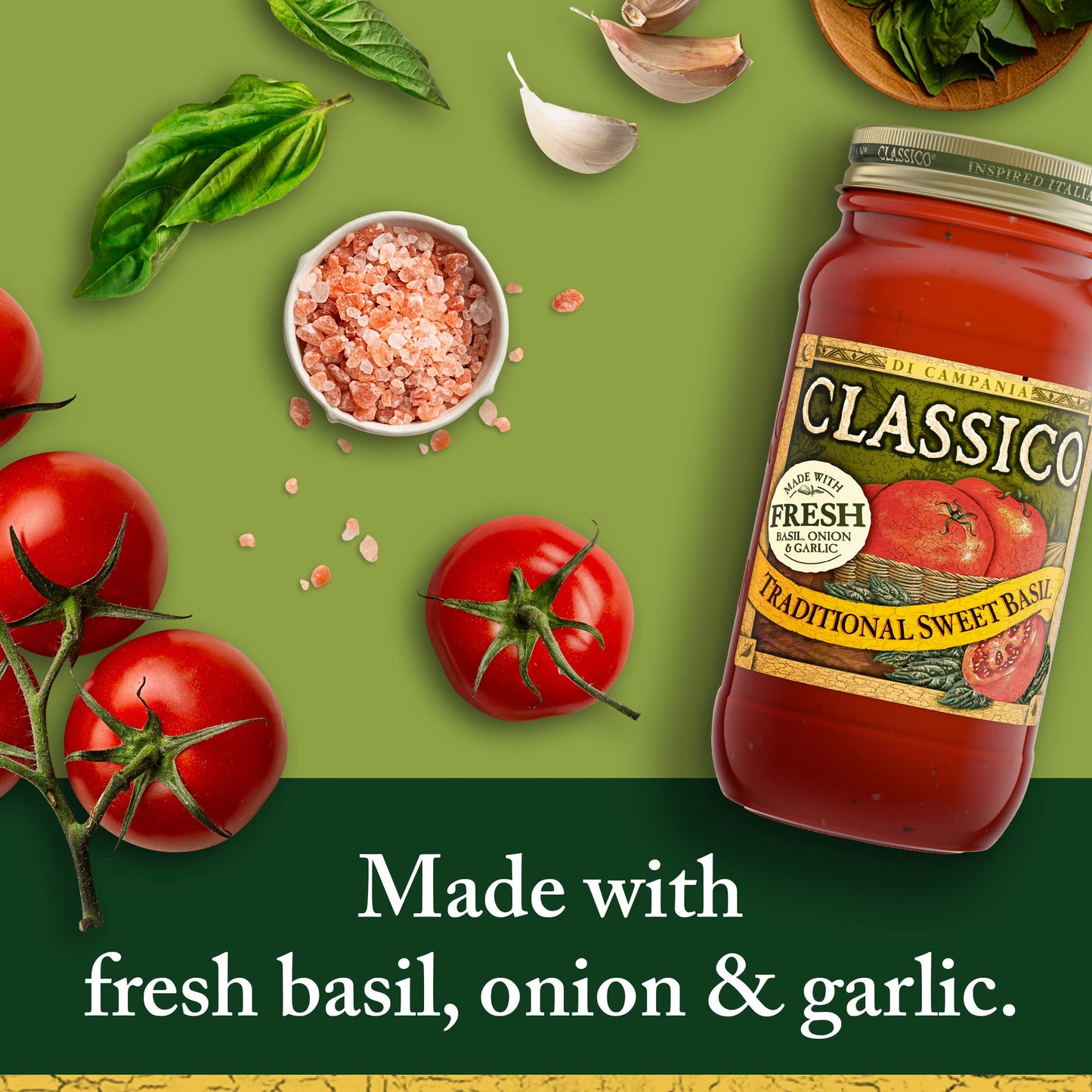 Classico Traditional Sweet Basil Tomato Spaghetti Pasta Sauce (24 Oz Jar) (Pack of 2)